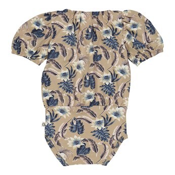 Body kurzarm Puffärmel Blumen