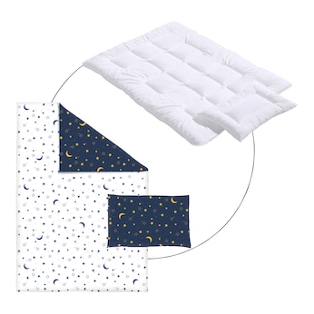 Bundle Betten-Set 2-teilig inkl. Bettwäsche Mond und Sterne 100x135 cm
