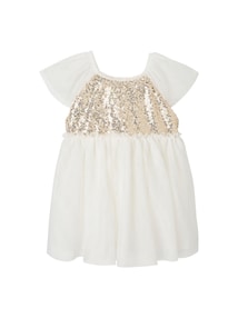 Kurzärmeliges Mädchen Festkleid mit Pailletten