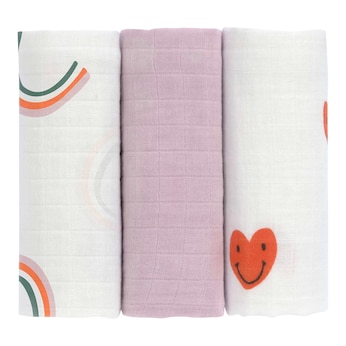 Lot de 3 langes en gaze 60x60 cm Happy Rascals