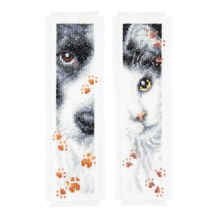 Lesezeichen Stickpackung "Hund und Katze", 2 Stück