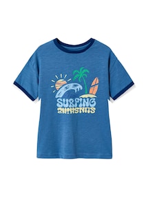 Jungen T-Shirt mit Surfer-Motiv, Recycling-Baumwolle