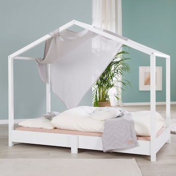 Hausbett 70 x 140 cm, Bodenbett weiß  