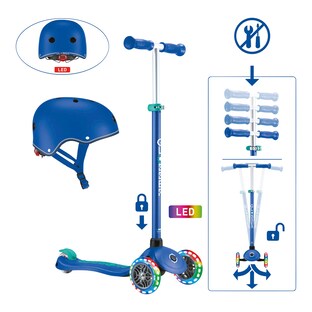 Scooter Primo Plus mit Leuchtrollen inkl. Helm