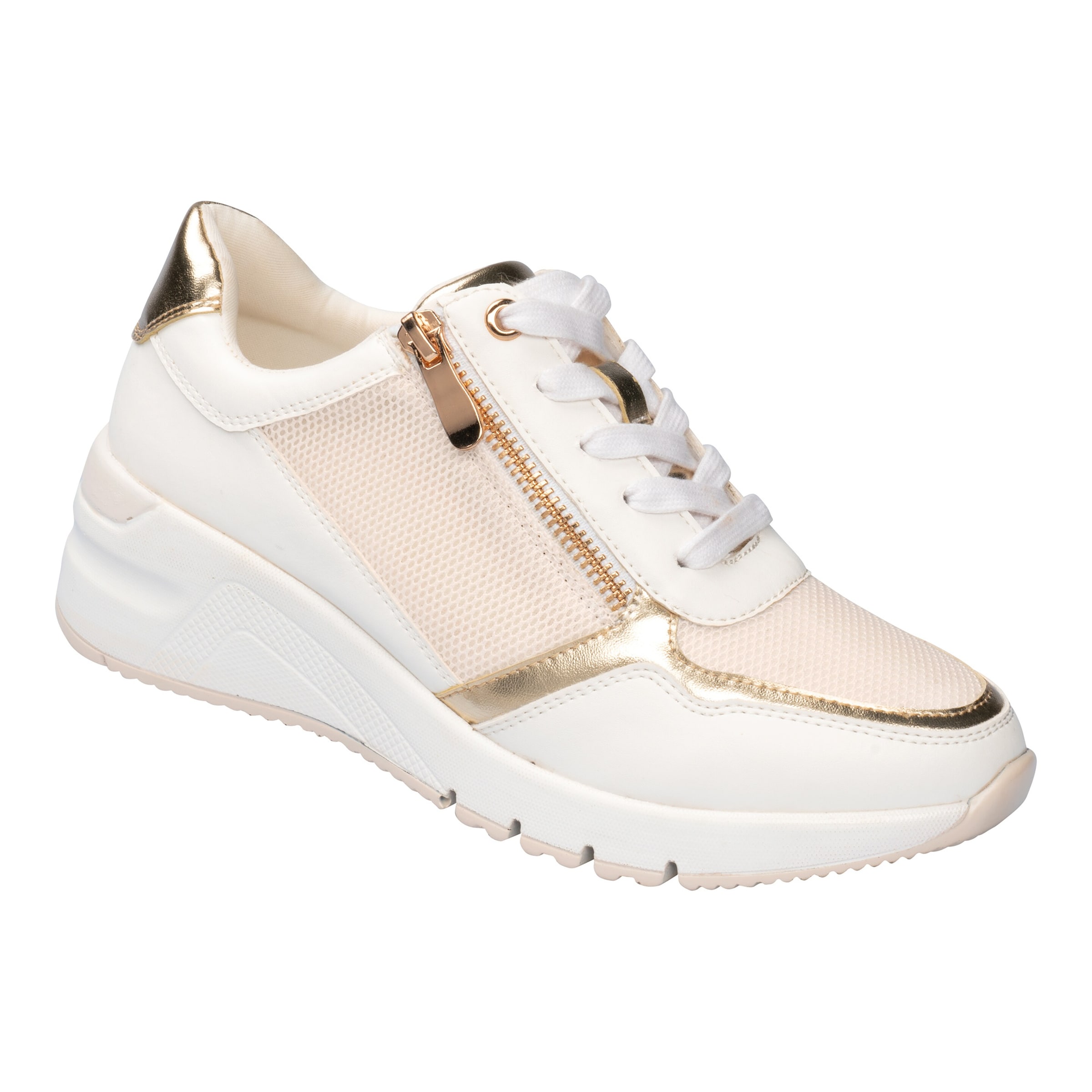 Komfort-Sneaker H-Weite „Johanna“ weiss gold 38 Damen