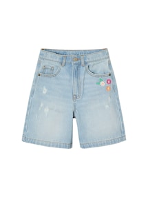 Mädchen Jeans-Shorts mit gestickten Blumen