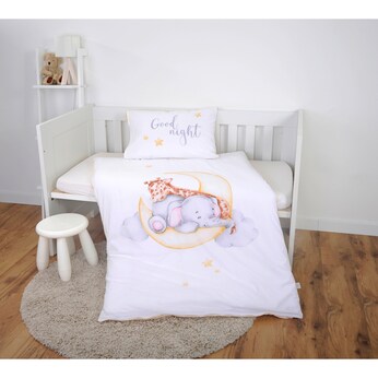 Flanell Wende-Bettwäsche Sleeping on the moon 40x60 / 100x135 cm