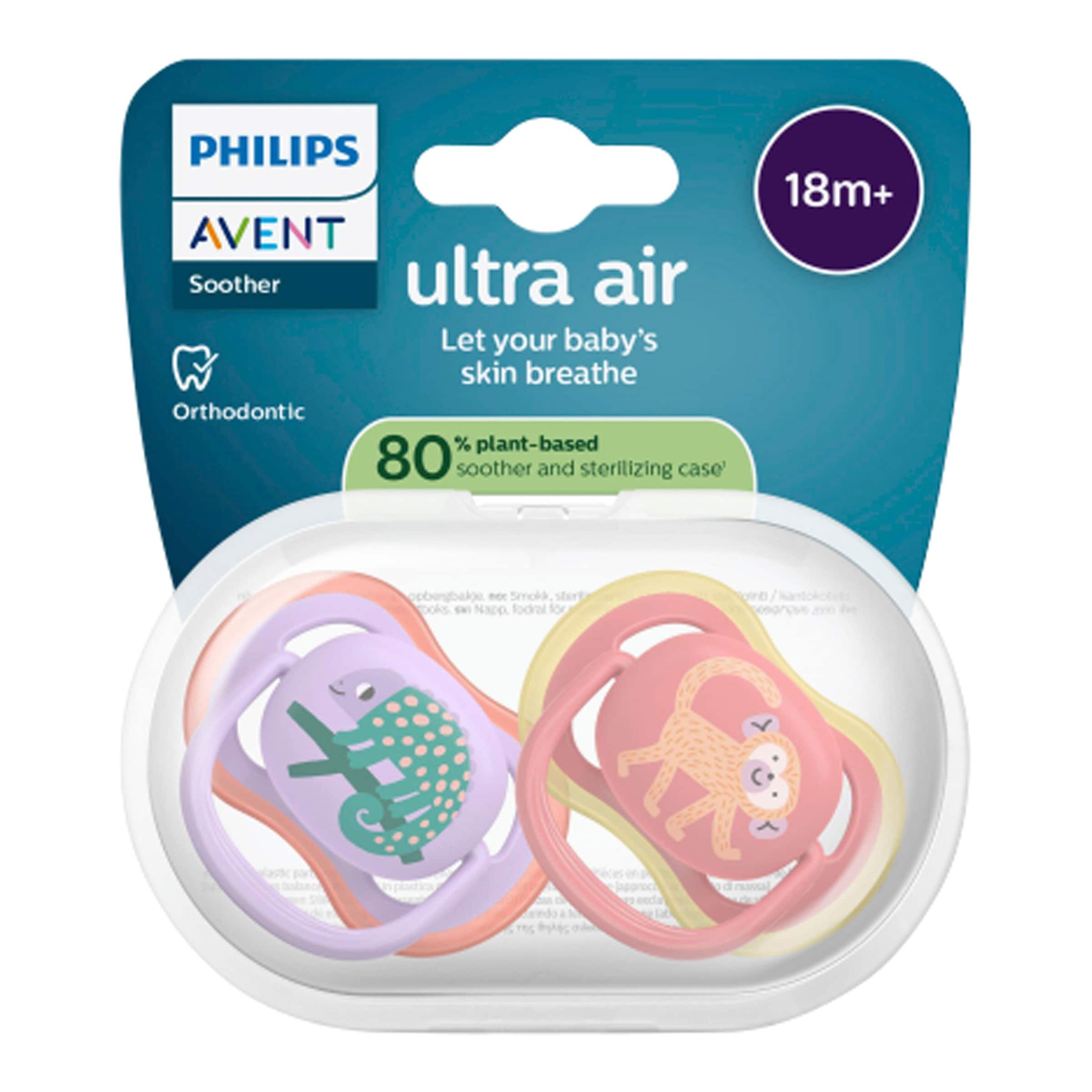 Philips Ultra Air Pacifier 18m+ Lilac/Salmon With Design x2