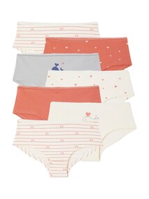 7er-Pack Shortys Mädchen, unifarben und bedruckt