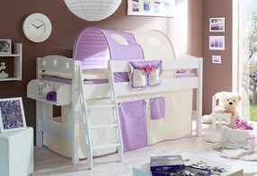 Hochbett "Kenny R" Kiefer Weiß Classic