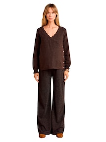 Umstandshose mit Glitzereffekt Wide-Leg