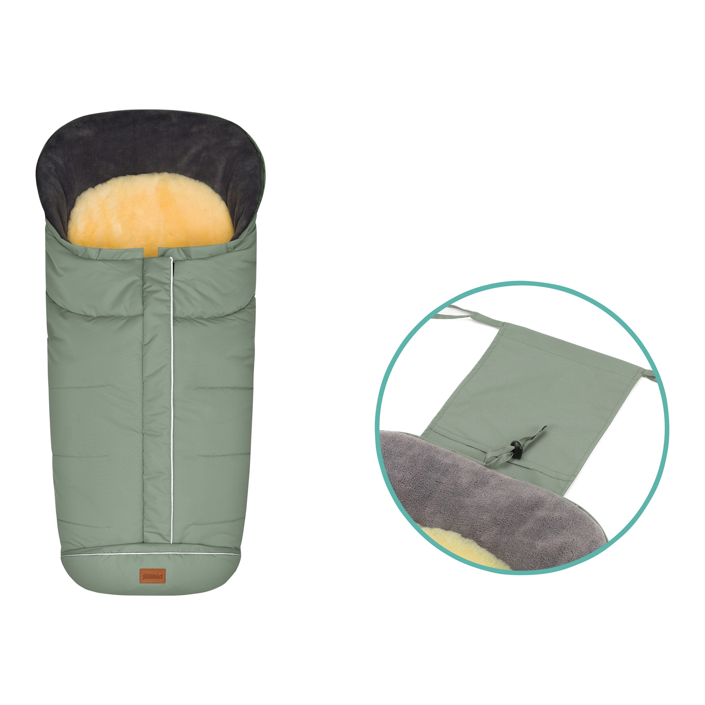 Thumbnail - Fillikid Winterfußsack Lammfell Nanga gruen
