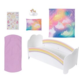 Puppen Bett Regenbogen