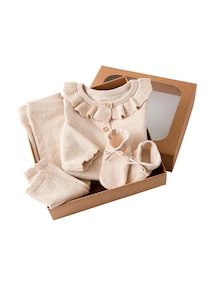 Baby Strick-Set: Jacke, Hose und Schühchen, Geschenkbox