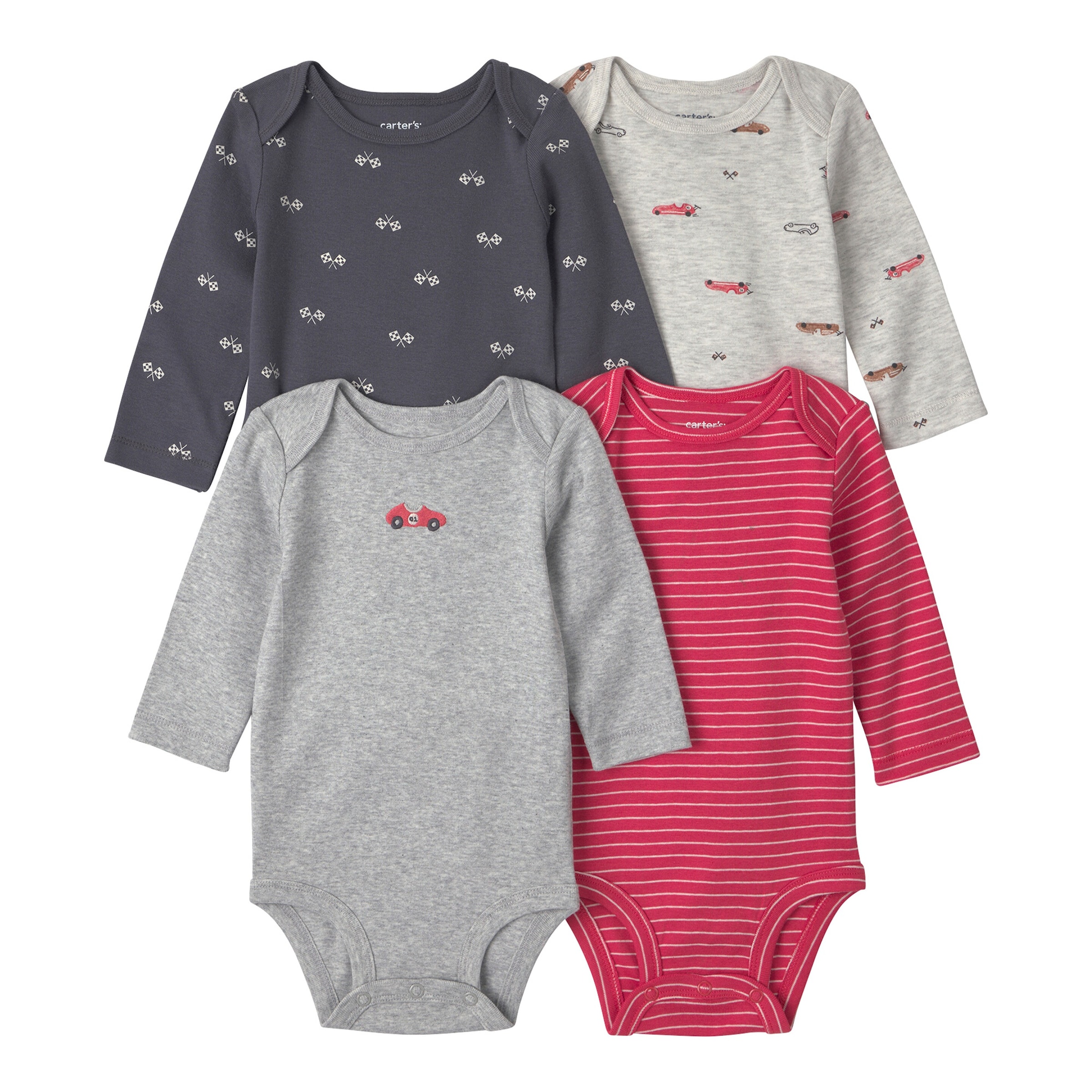 Carter's 4er-Pack Bodys langarm Autos Ringel