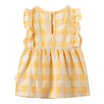 Kleid ohne Arm Karo Rüsche