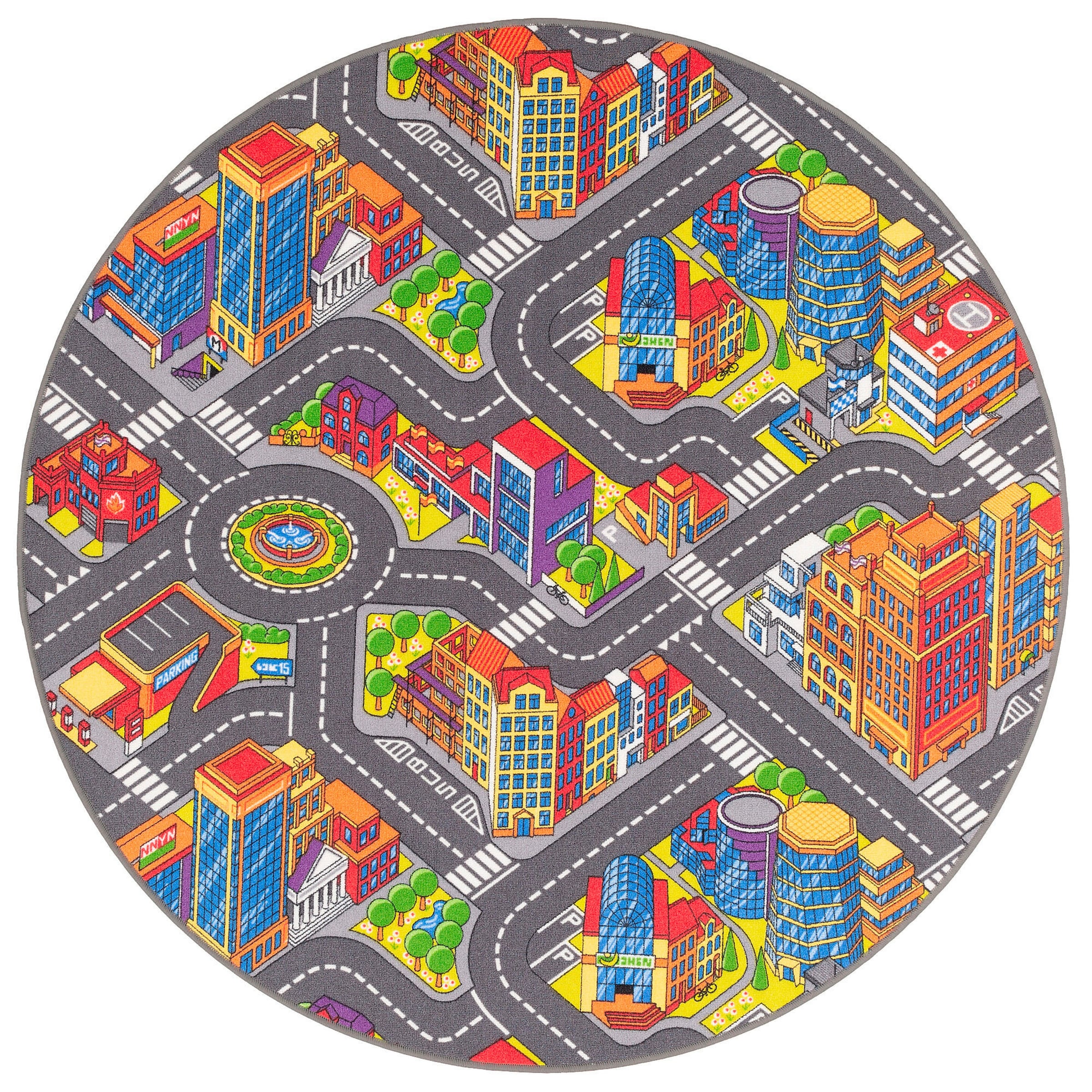 Snapstyle Kinder Straßenteppich 3D Big City Rund