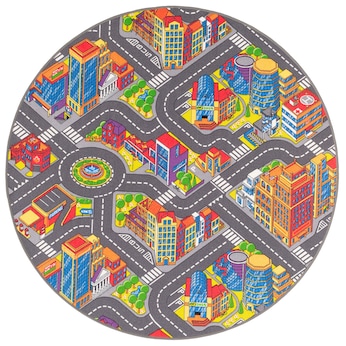 Kinder Straßenteppich 3D Big City Rund