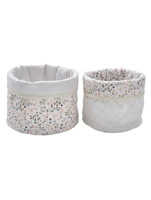 2er-Set Aufbewahrungskörbe BLUMENZAUBER wendbar Wickelkorb Babyzimmer