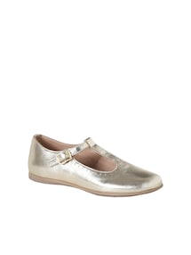 Mädchen Leder-Ballerinas in Metallic-Optik