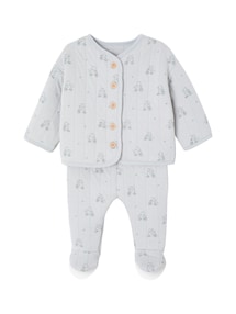 Baby-Set aus weichem Steppstoff mit Allover-Print