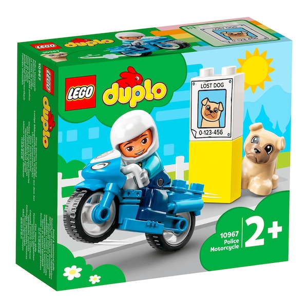 LEGO 10967 DUPLO La Moto De Police, Jouet Pour les Enfants de 2 Ans et  Plus, Développement De La Motricité Fine - ADMI