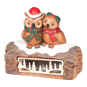 Figurine déco à LED «Chouettes d’hiver»