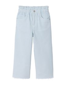 Gestreifte Hose mit Fransensaum, 5-Pocket-Form, Bundweite verstellbar, Mädchen