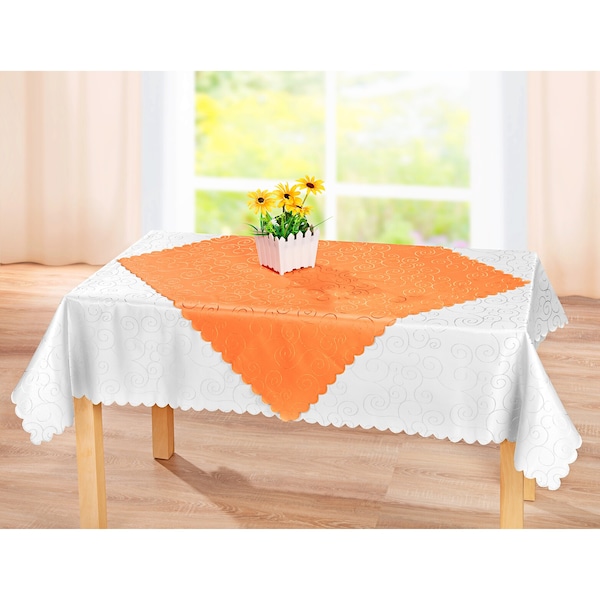 Hausfrau viva | Die Jacquard-Tischdecke, domo moderne - orange