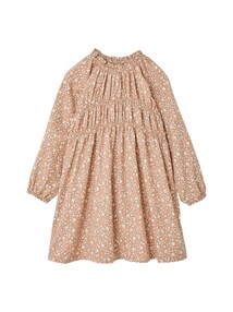 Kleid Mädchen, lange Ärmel, gesmoktes Oberteil