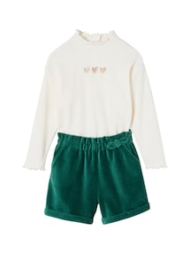 Mädchen-Set: Rippshirt & Cord-Shorts