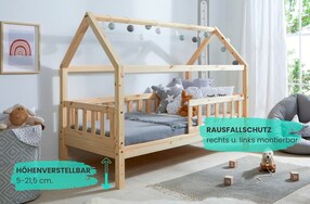 Kinderbett Hausbett "Kay" 80x160 Kiefer natur