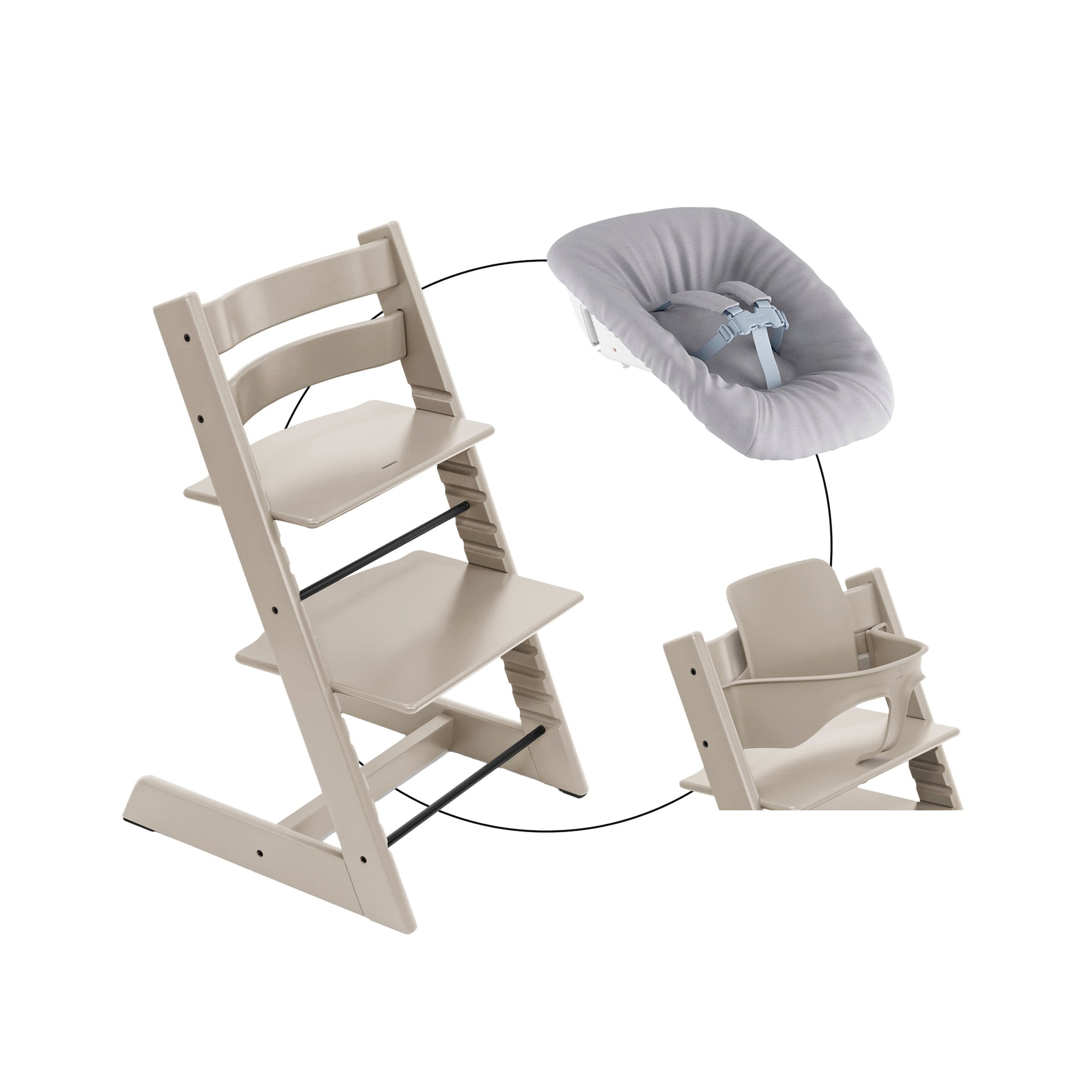 Stokke® Tripp Trapp® Bundle Treppenhochstuhl inkl. Newbornset Light Grey & Babyset