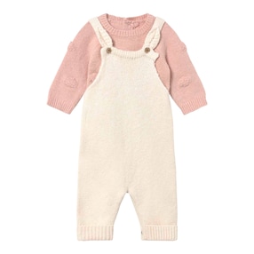 2-tlg. Set Pullover und Strick-Latzhose