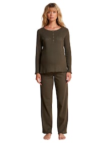 Umstands-Schlafanzug aus Shirt & Hose aus Pointelle-Jersey, Bio-Baumwolle