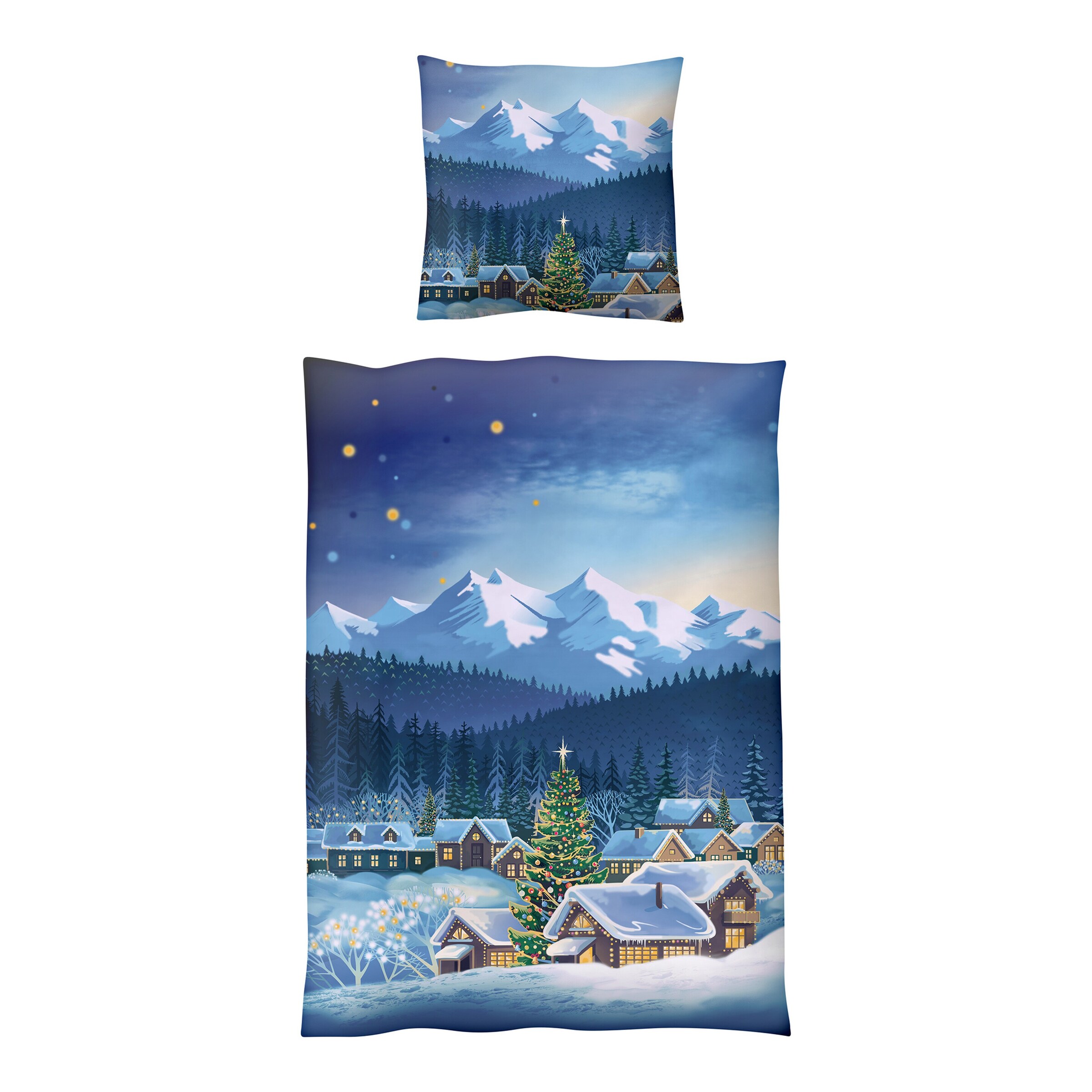 Flanell-Wärmebettwäsche Winterlandschaft, 135x200 cm