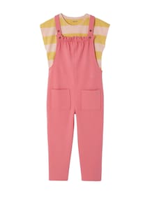 Mädchen-Set: T-Shirt & Latzhose mit Recycling-Polyester