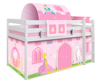 Hochbett "Prinzessin Liora" inkl. Zubehör Kiefer weiß