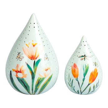 Keramiek-leddruppels “Lente“, 2 stuks