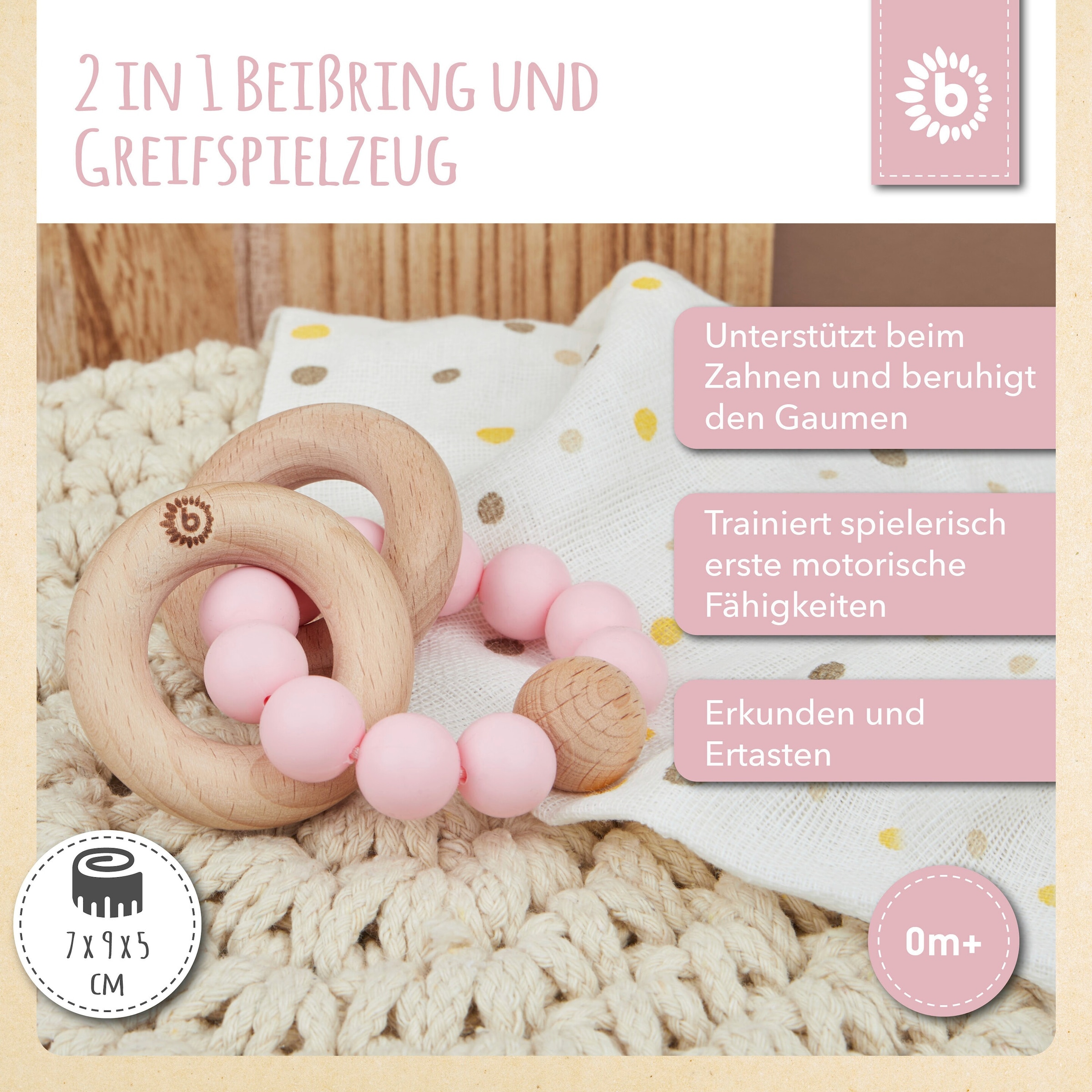 Bieco Beißring mit Silikon Perlen - ab Geburt