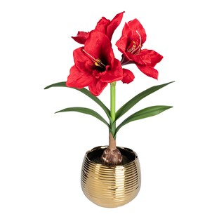 Set aus Kunstblume „Amaryllis“ + Übertopf "Elegant"