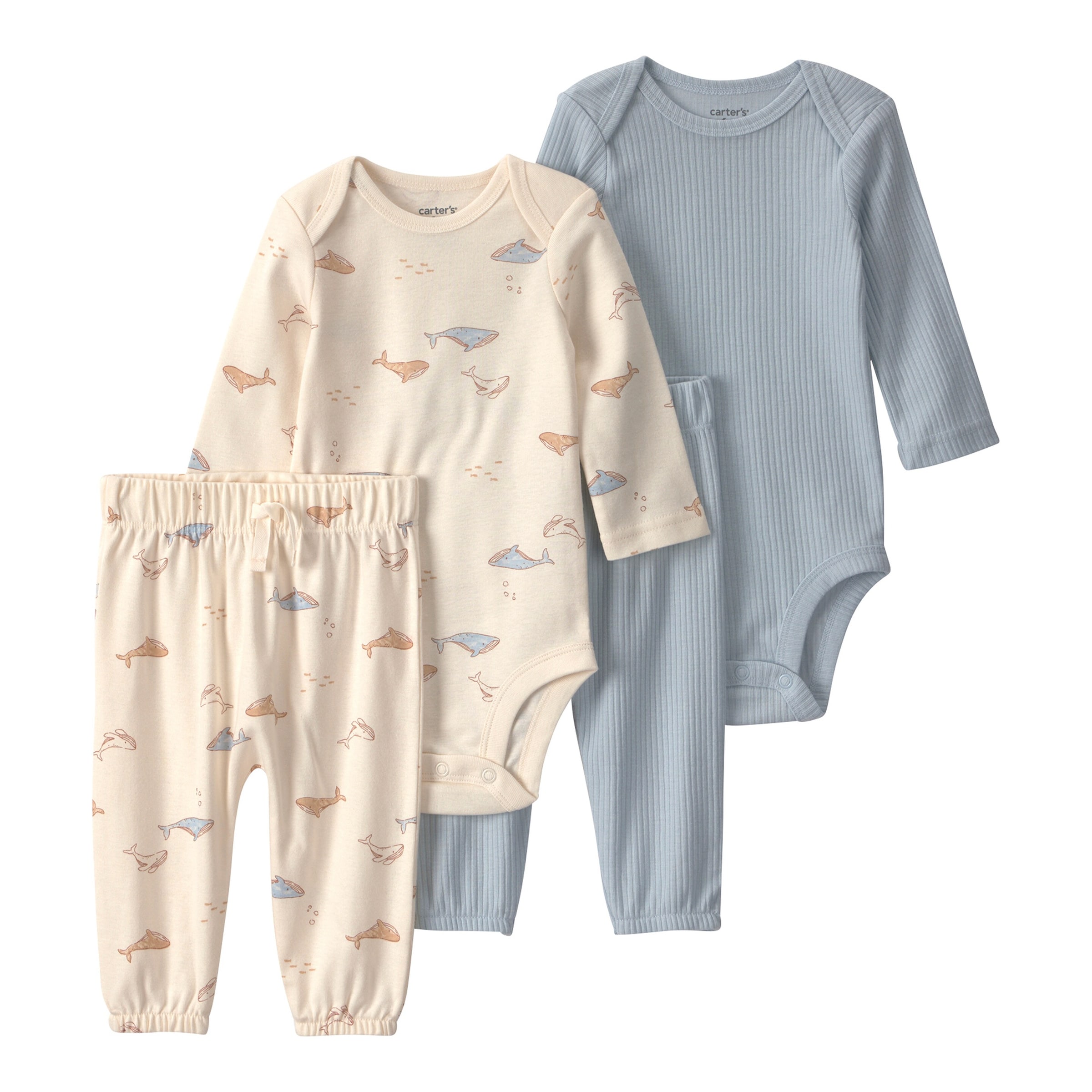 Carter's 4-tlg. Set 2x Bodys langarm und 2x Jogginghosen Wale Rippqualität