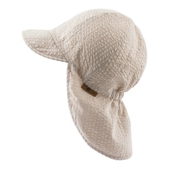Seersucker-Schirmmütze mit Nacken- und UV-Schutz