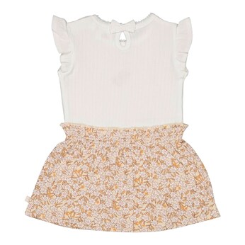 Krepp-Kleid Flügelarm Blumen Rippqualität