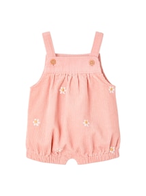 Baby-Set aus Cord-Latzhose, Unterziehrolli, Strumpfhosen & Haarband