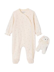 Baby Schlafanzug und Kuscheltier-Set aus Samt, Geschenkbox zur Geburt