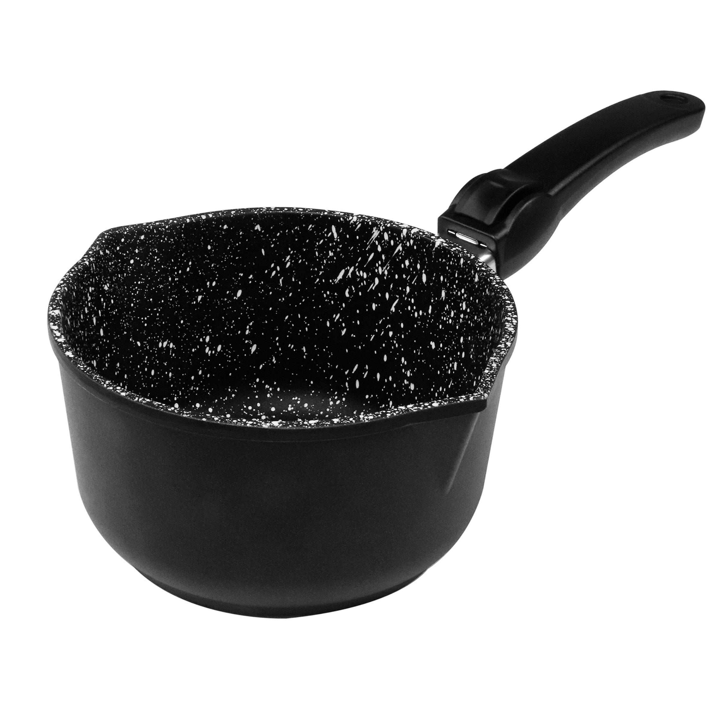 STONELINE® STONELINE Made in Germany Stielkasserolle 18 cm mit abnehmbarerm Griff | Deckel - Schwarz