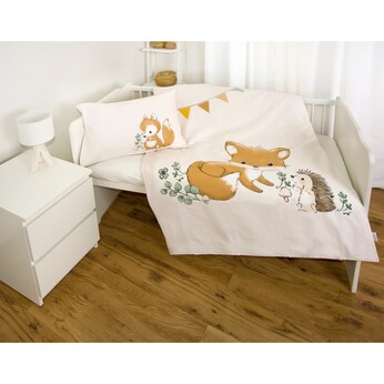 Renforcé Wende-Bettwäsche Waldfreunde 40x60 / 100x135 cm