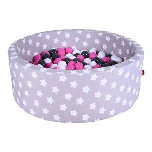 Bällebad soft - Grey white stars mit 300 Bällen