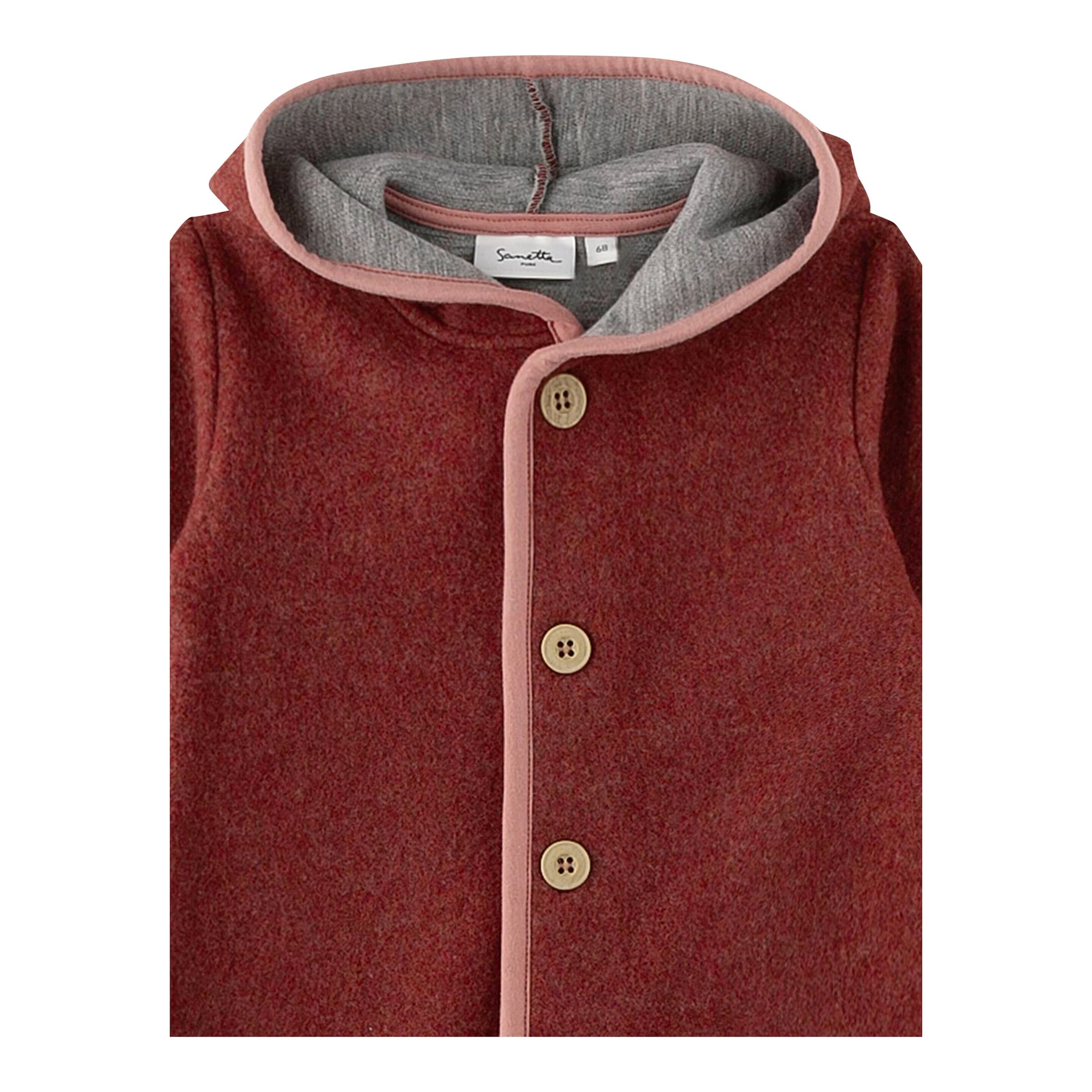 Wollfleece-Overall mit Kapuze Klappbündchen